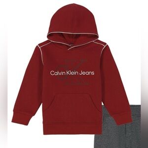 Calvin Klein Red Sweatshirt Hoodie with Logo